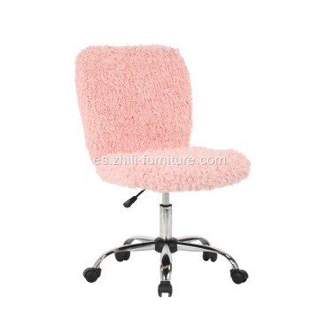 Silla de oficina de terciopelo con respaldo medio con base cromada